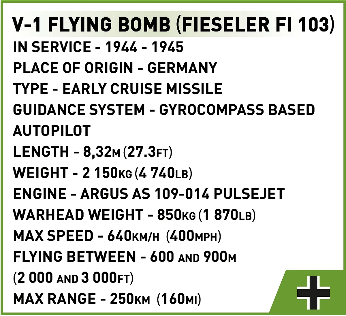 Cobi 3135 1:35 V - 1 Flying Bomb (FI 103)
