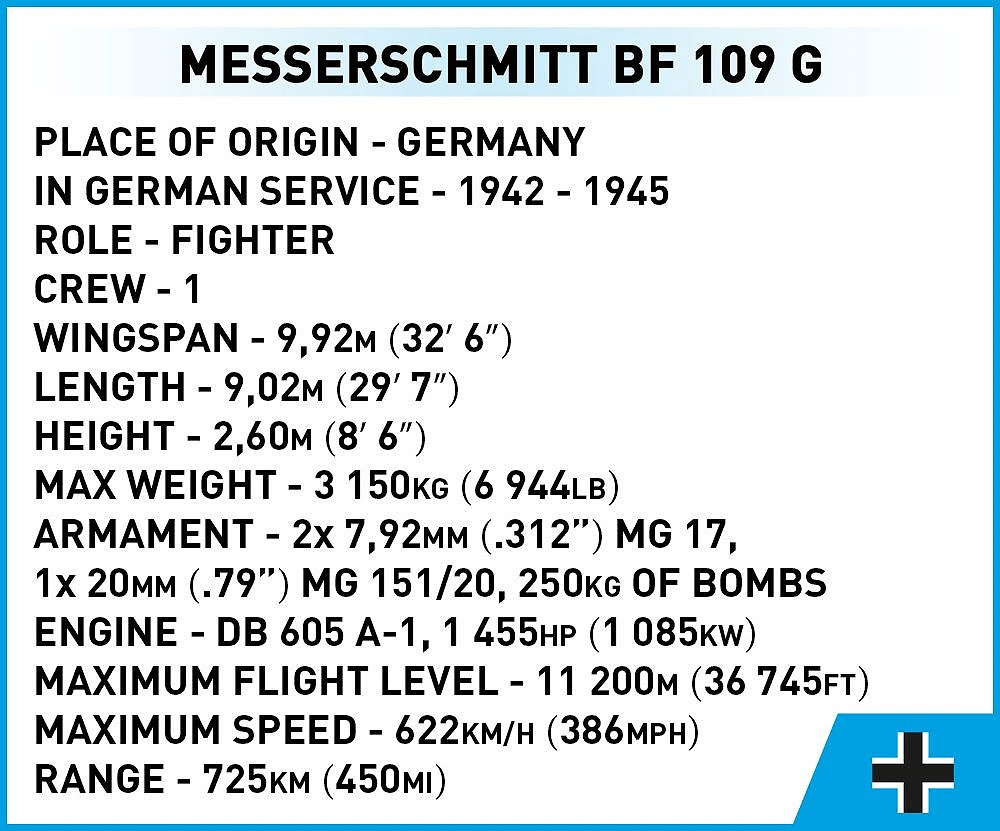 Cobi 5761 1:32 Messerschmitt Bf 109 G