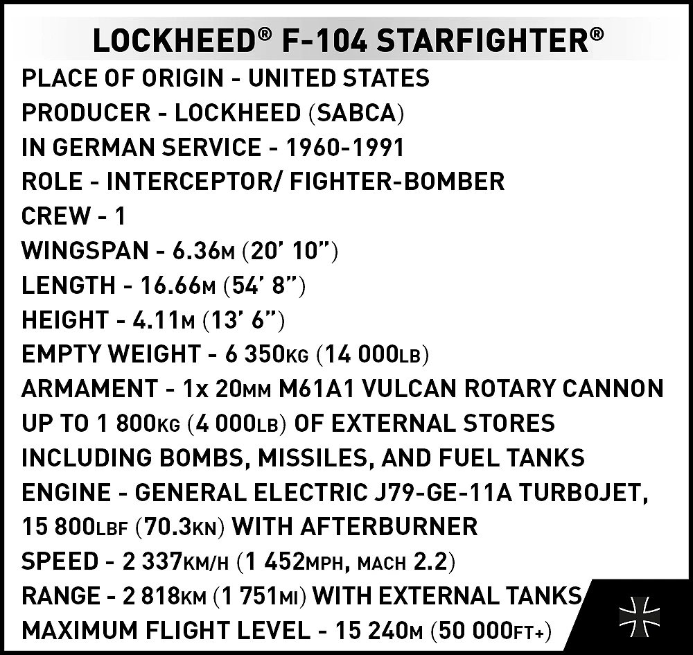 Cobi 5907 1:48 Armed Forces Lockheed F - 104 Starfighter