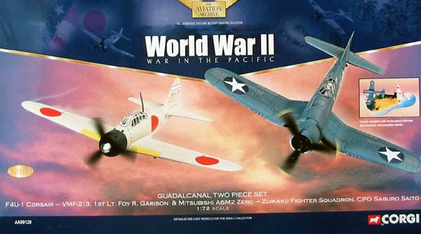 Corgi AA99120 1:72 F4U - 1 Corsair and A6M2 Zero Guadalcanal 2 Plane Diorama Set