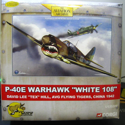 Corgi US35209 Curtiss P - 40E Warhawk USAAF "White 108" David Lee 'Tex' Hill, AVG Flying Tigers, China 1942