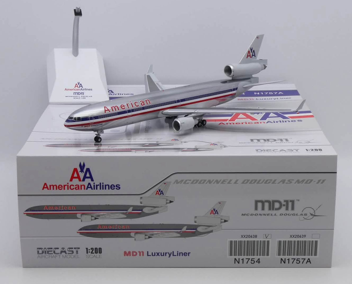JC Wings XX20638 1:200 American Airlines McDonnell Douglas MD-11 "Polished" Reg: N1754