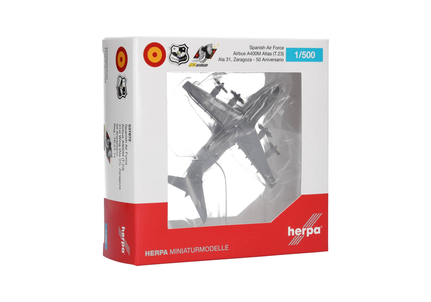 Herpa Wings 537872 1:500 HERPA SPANISH AIR FORCE A400M 31ST WING ALA31 50TH