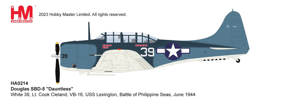 Hobby Master HA0214 1:32 SBD - 5 White 39, Lt. Cook Cleland VB - 16 USS Lexington