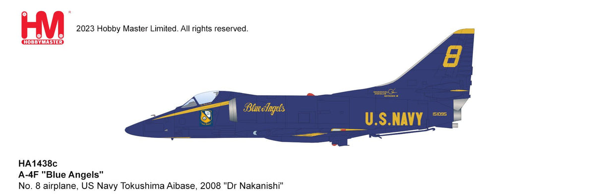 Hobby Master HA1438C 1:72 A - 4E "Blue Angels" No. 8 airplane, US Navy Tokushima Aibase, 2008 "Dr Nakanishi"