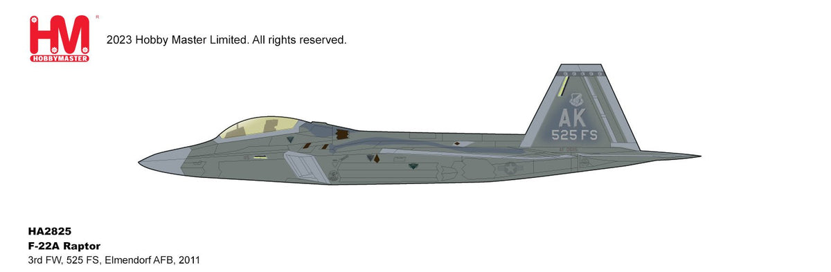 Hobby Master HA2825 1:72 F - 22A Raptor 3rd FW, 525 FS, Elmendorf AFB, 2011