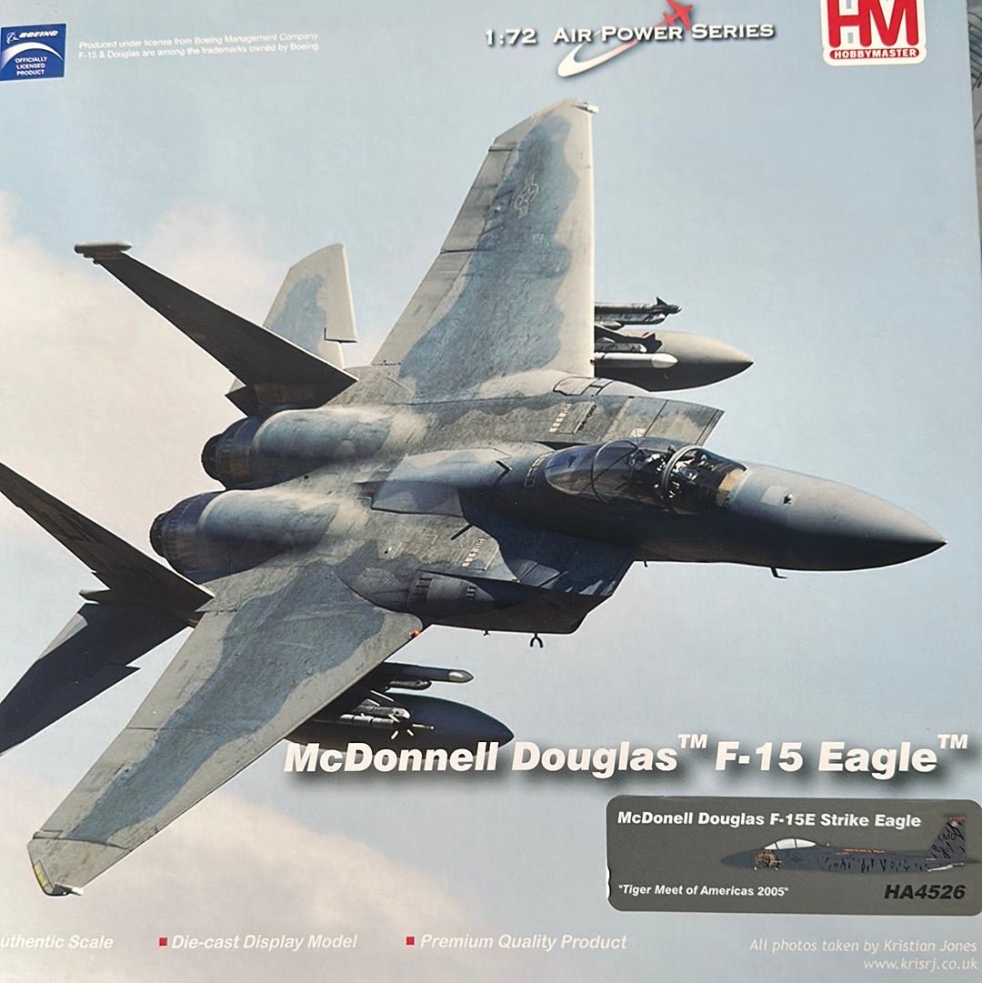 Hobby Master HA4526 1:72 F - 15E Eagle USAF 90 - 0250/MO 391st FS Bold Tigers 366th FW Tiger Meet of Americas Mountain Home AFB 2005