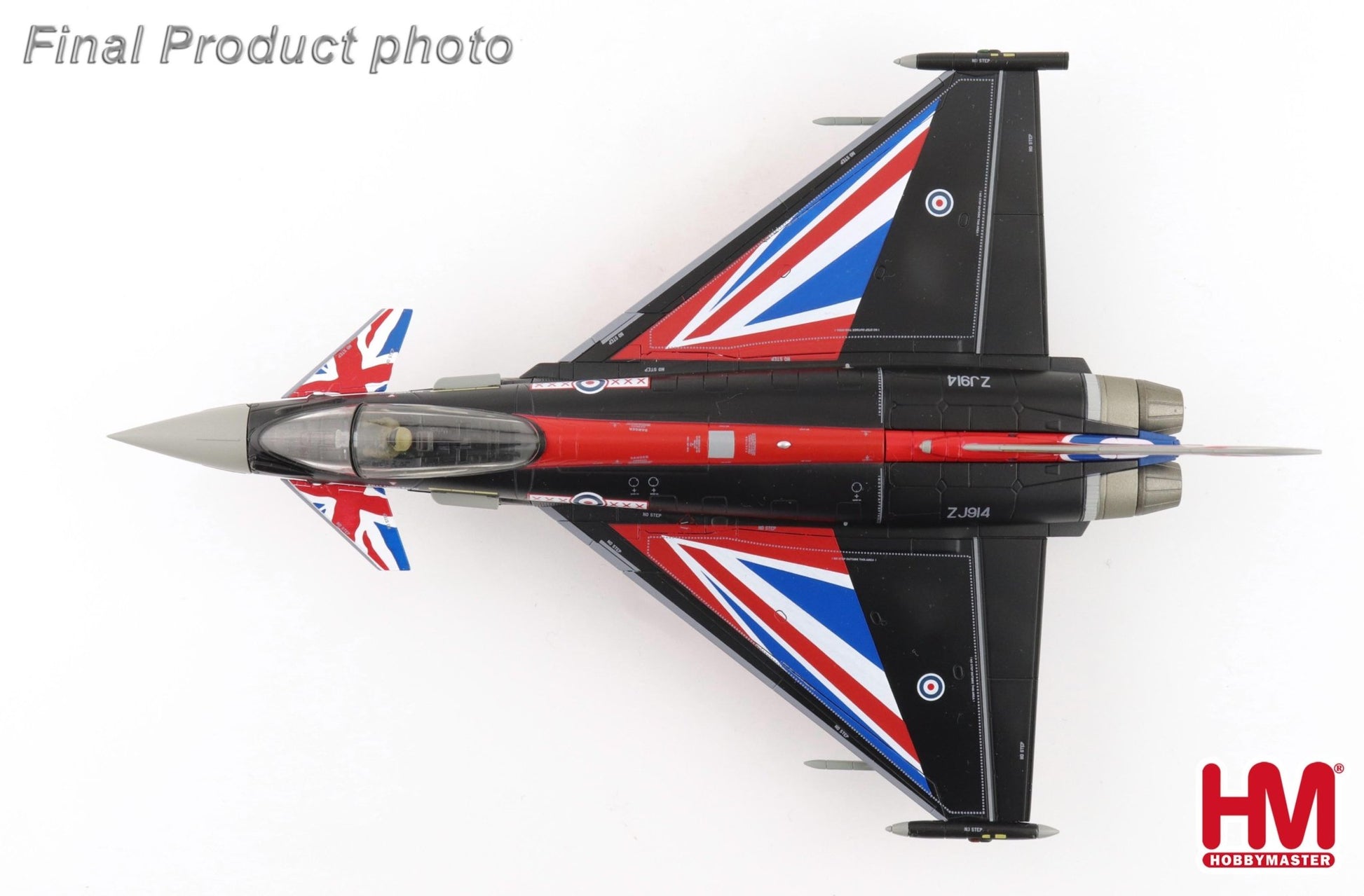 Hobby Master HA6629b 1:72 Eurofighter Typhoon "Blackjack" ZJ914, RAF, 2021 (w/generic box, 2 x empty pylon, 1 x center fuel tank )