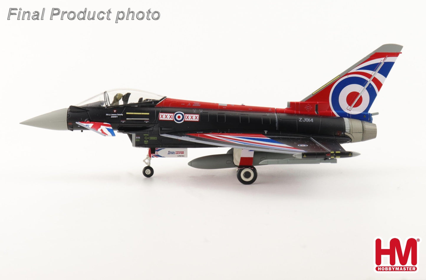 Hobby Master HA6629b 1:72 Eurofighter Typhoon "Blackjack" ZJ914, RAF, 2021 (w/generic box, 2 x empty pylon, 1 x center fuel tank )