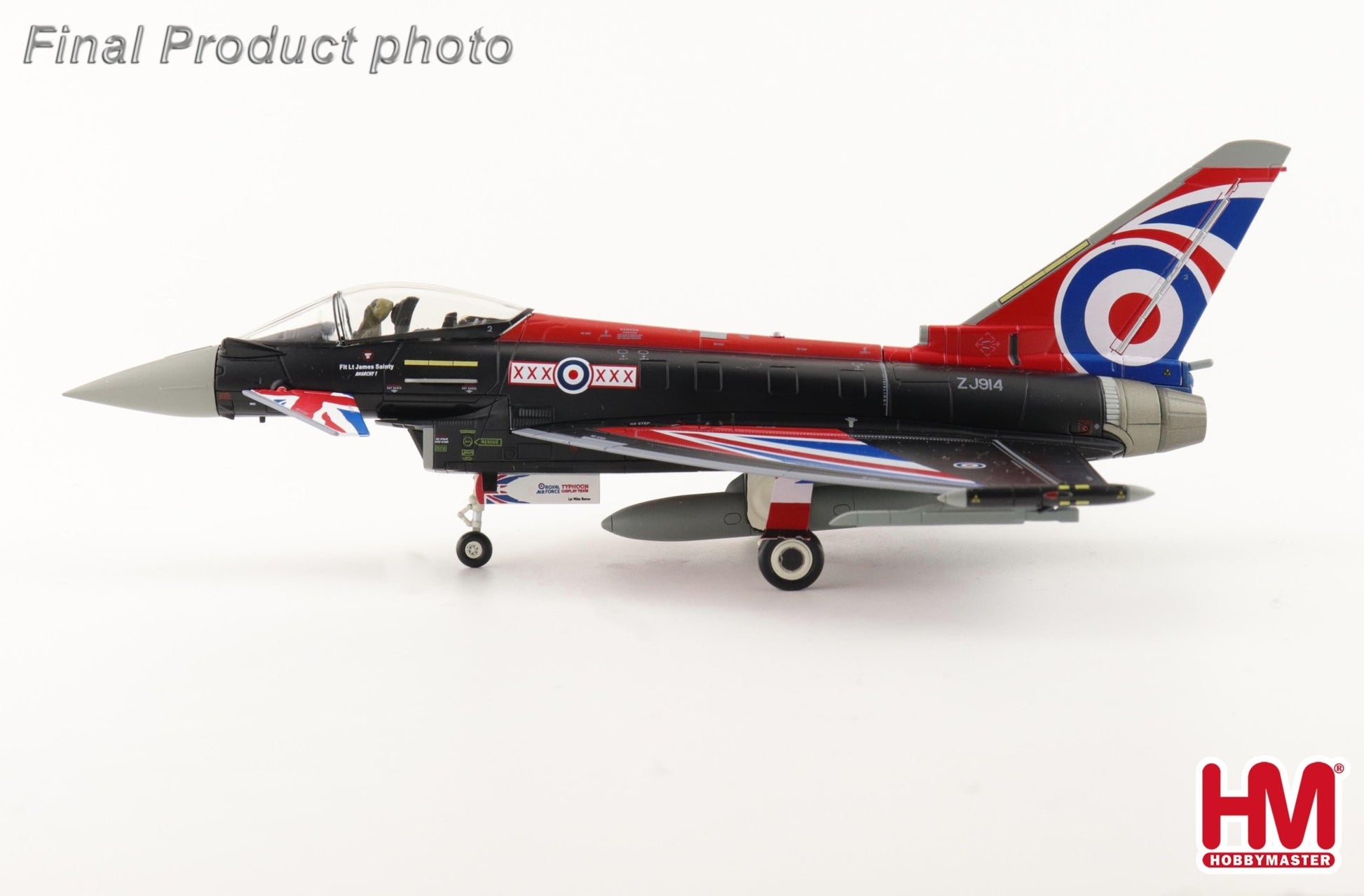 Hobby Master HA6629b 1:72 Eurofighter Typhoon "Blackjack" ZJ914, RAF, 2021 (w/generic box, 2 x empty pylon, 1 x center fuel tank )