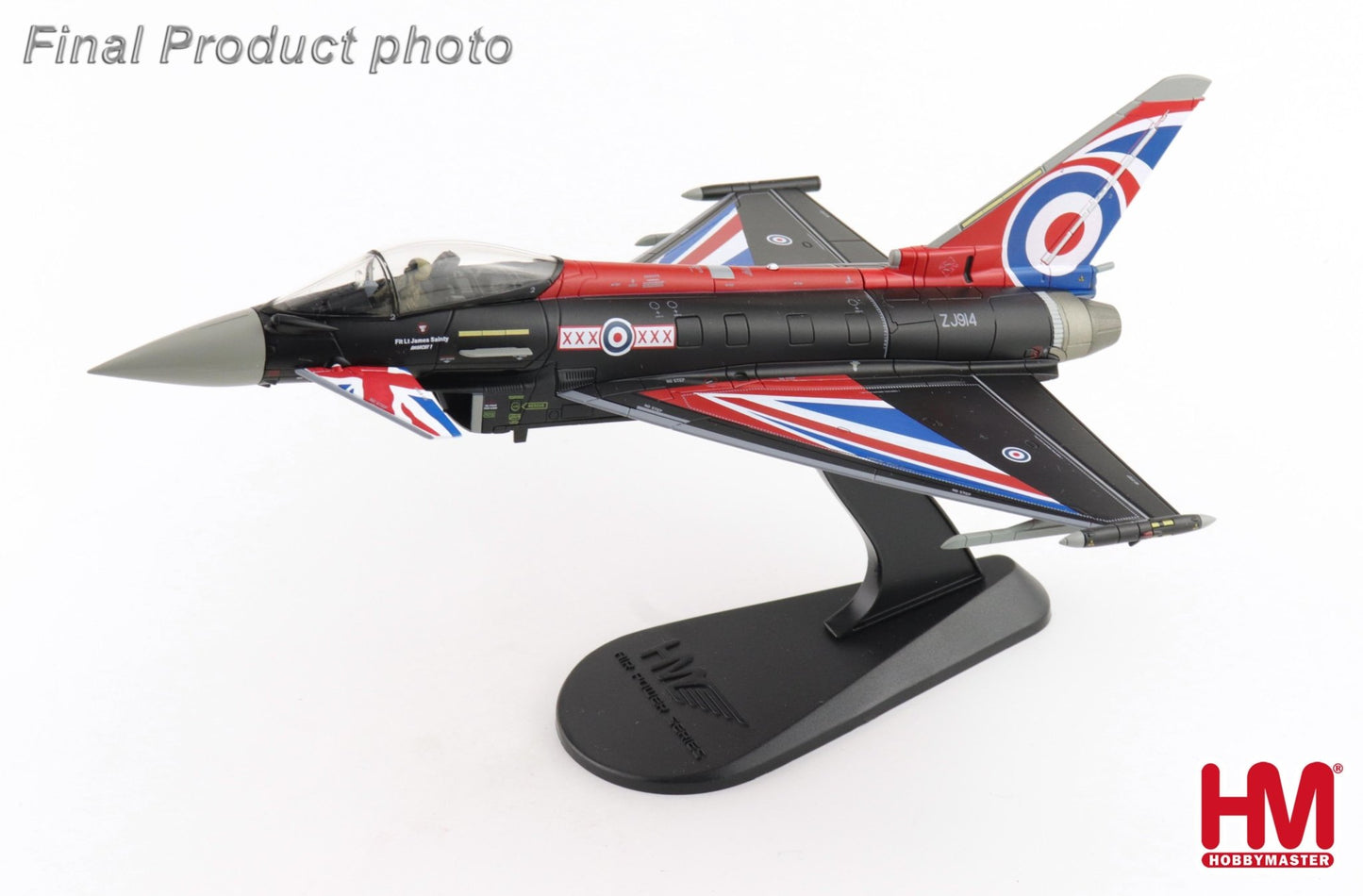 Hobby Master HA6629b 1:72 Eurofighter Typhoon "Blackjack" ZJ914, RAF, 2021 (w/generic box, 2 x empty pylon, 1 x center fuel tank )