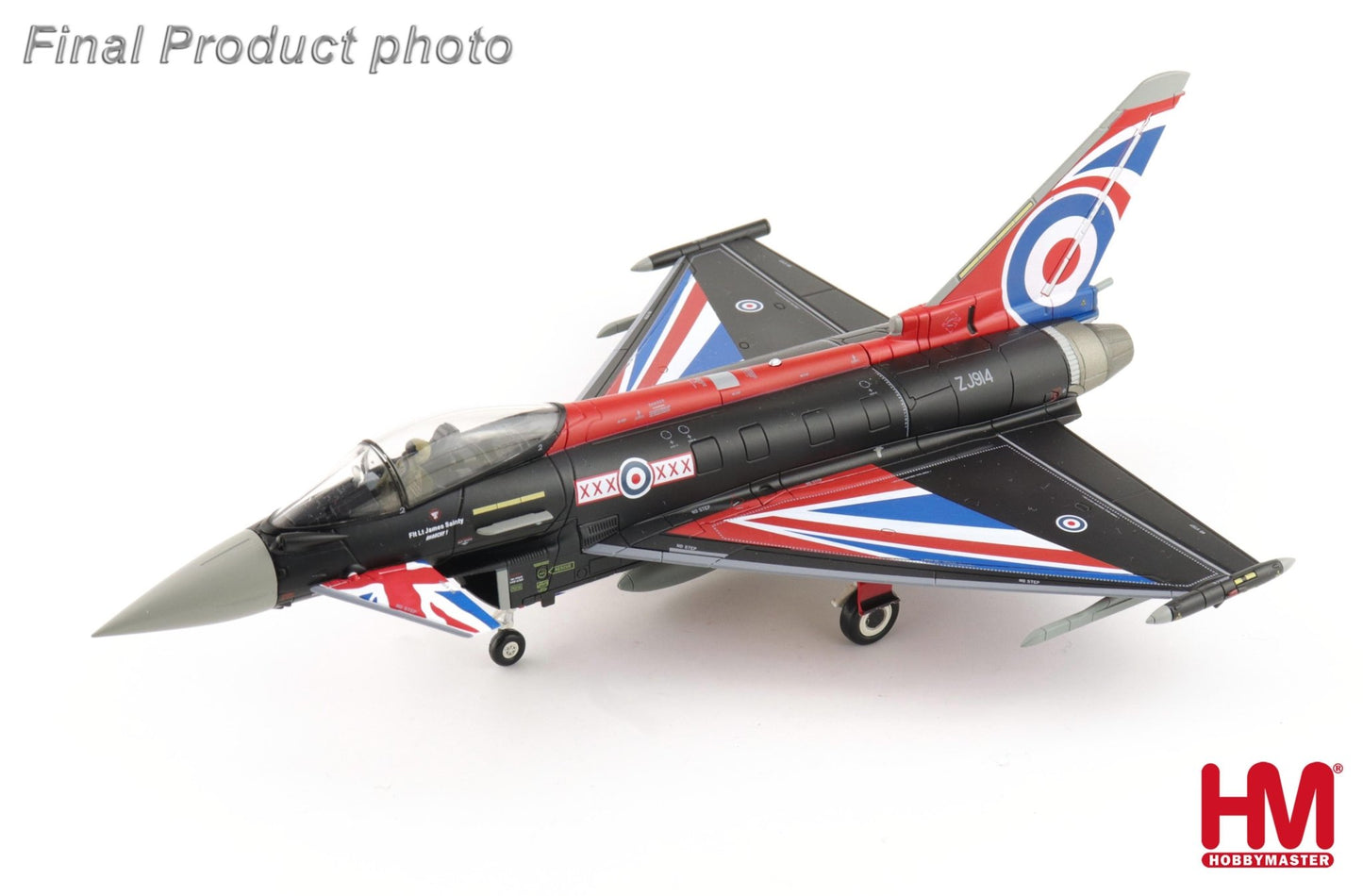 Hobby Master HA6629b 1:72 Eurofighter Typhoon "Blackjack" ZJ914, RAF, 2021 (w/generic box, 2 x empty pylon, 1 x center fuel tank )