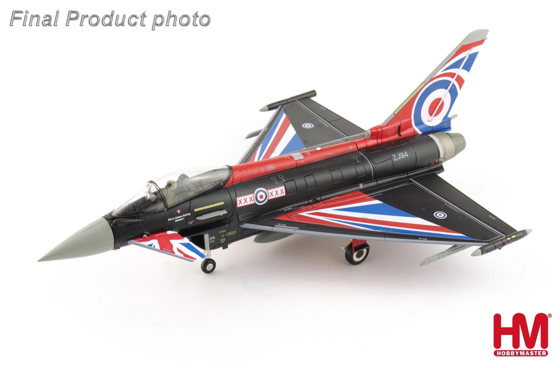 Hobby Master HA6629b 1:72 Eurofighter Typhoon "Blackjack" ZJ914, RAF, 2021 (w/generic box, 2 x empty pylon, 1 x center fuel tank )