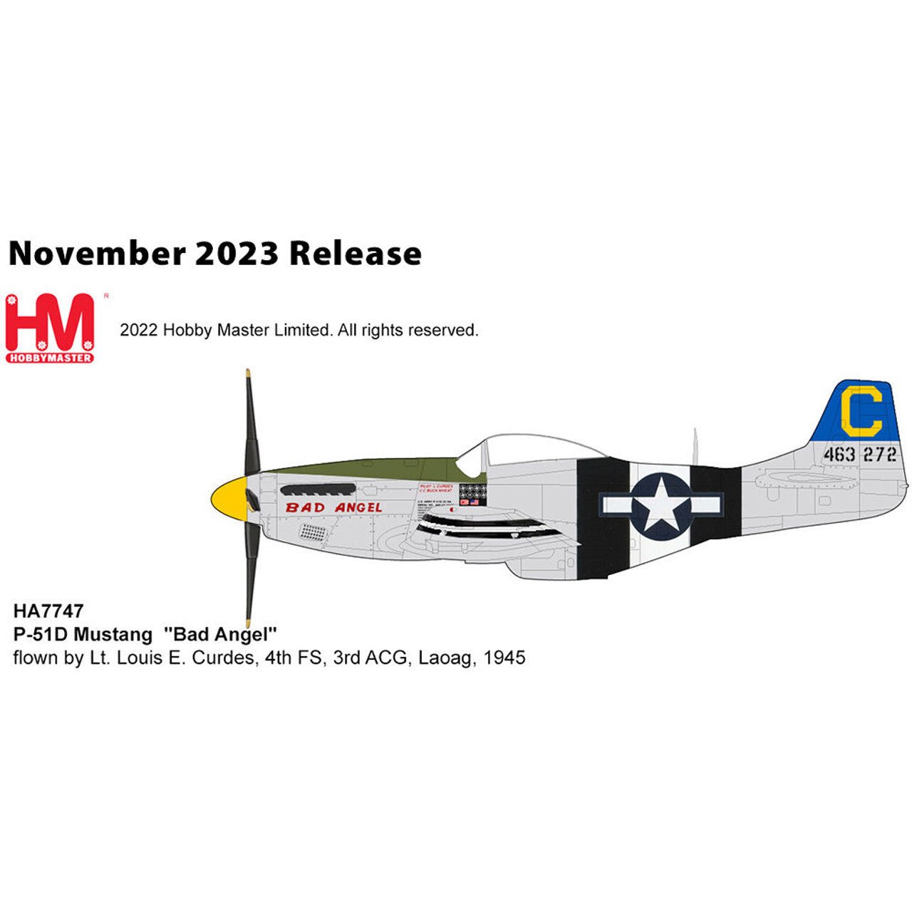 Hobby Master HA7747 1:48 P - 51D Lt. Louis E Curdes 4th FS 3rd ACG