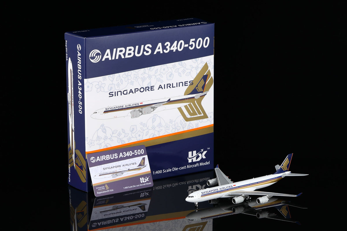 HX Models A530110F 1:400 Singapore A340-500 "LEADERSHIP" 9V-SGA "Flaps Down"