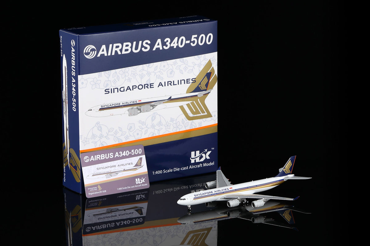 HX Models A530111F 1:400 Singapore A340-500 "LEADERSHIP" 9V-SGB "Flaps Down"