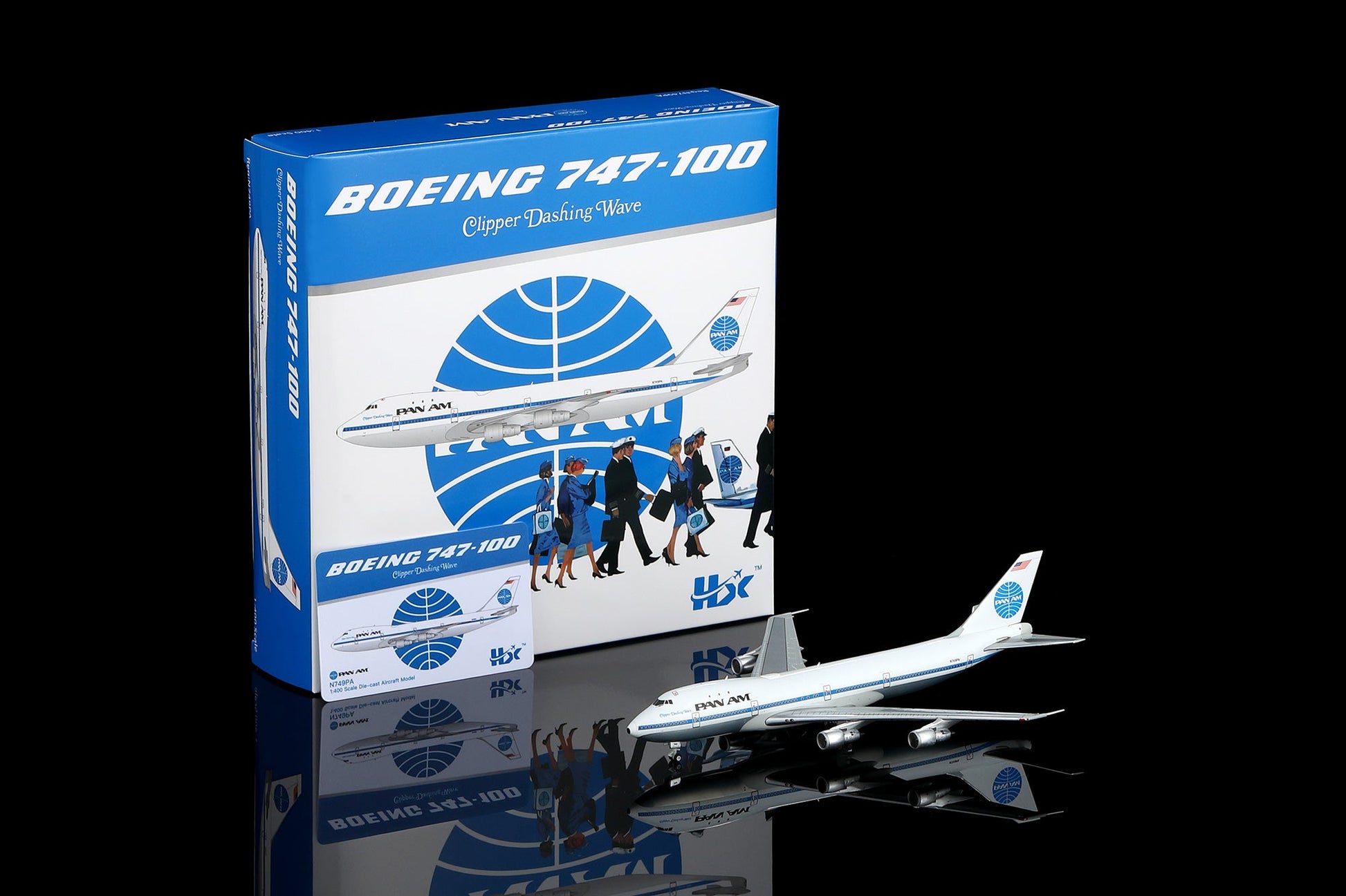 HX Models B551412PF 1:400 Pan Am B747-100 "Clipper Dashing Wave" "Flaps Down" N749PA