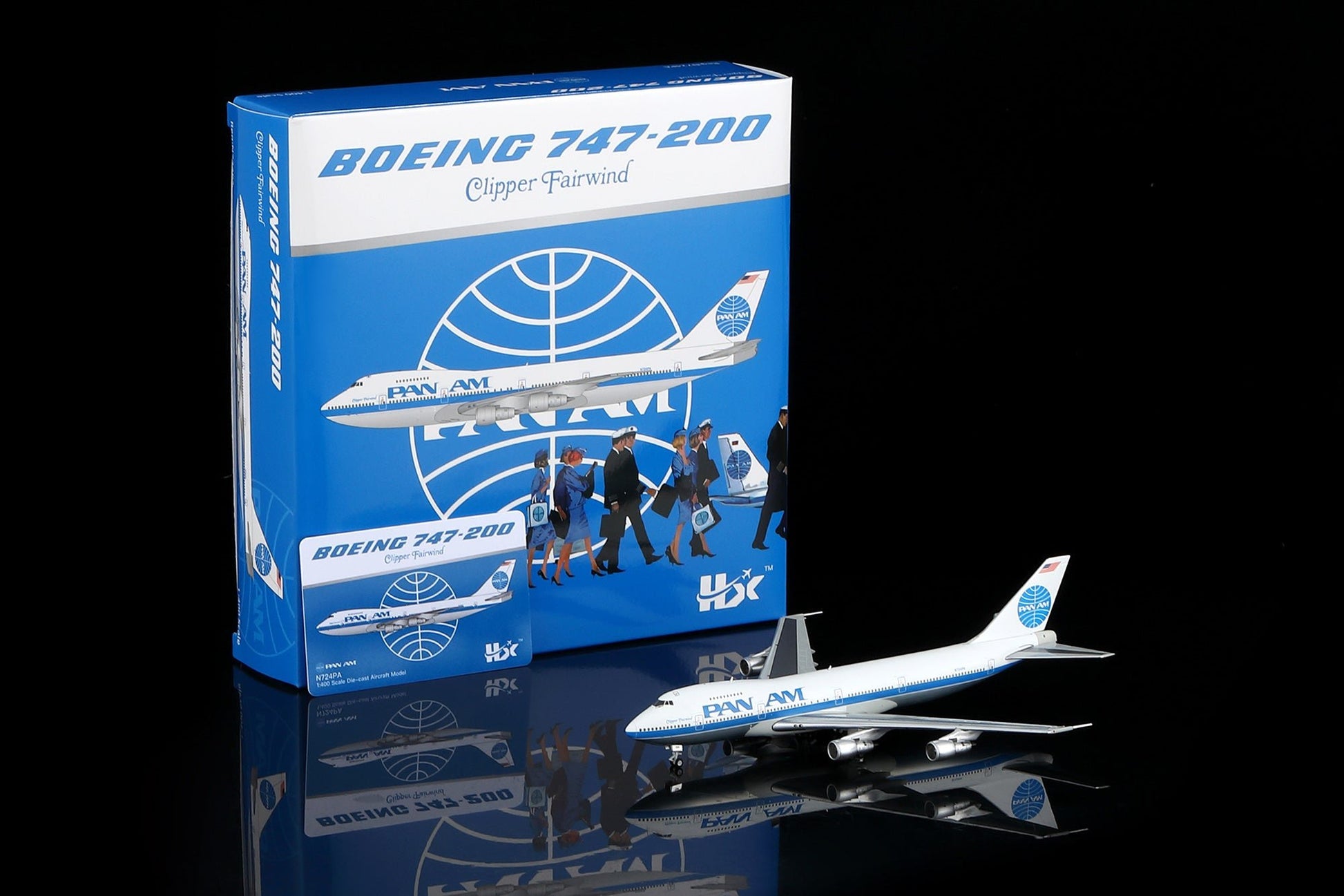 HX Models B598202PF 1:400 Pan Am B747-200 N724PA "Clipper Fairwind" "Flaps Down"