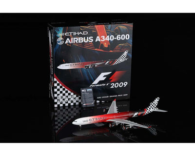 Pre-Order SQ Wings L2165FD 1:200 Etihad Airways Airbus A340-600 A6-EHJ "ABU DHABI GRAND PRIX 2009" "Flaps Down"