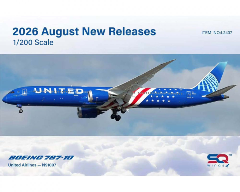 Pre-Order SQ Wings L2437 1:200 United Airlines B787-10 N91007 America250