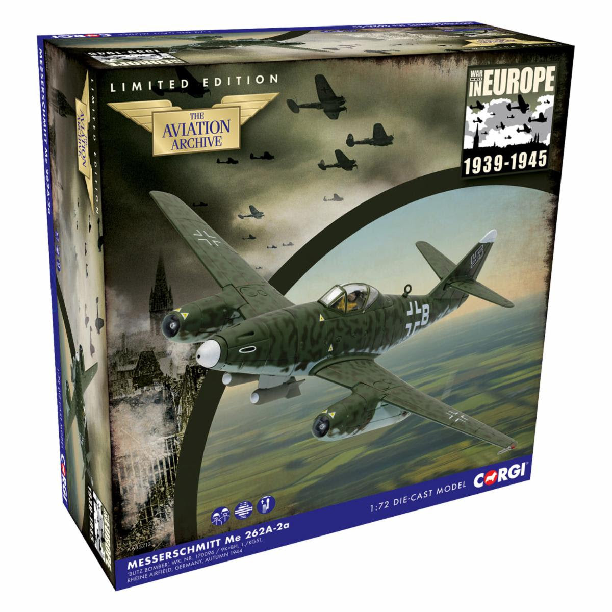 Pre-Order Corgi AA35712 1:72 Messerschmitt Me 262A-2a, ‘Blitz Bomber’, 1944