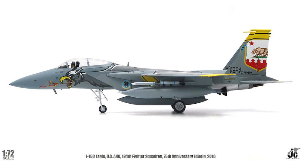 JC Wings JCW - 72 - F15 - 013 1:72 F - 15C Eagle Diecast Model USAF 144th FW, 194th FS CA ANG Griffins, #84 - 0004, Fresno ANGB, CA, Squadron 75th Anniversary 2018