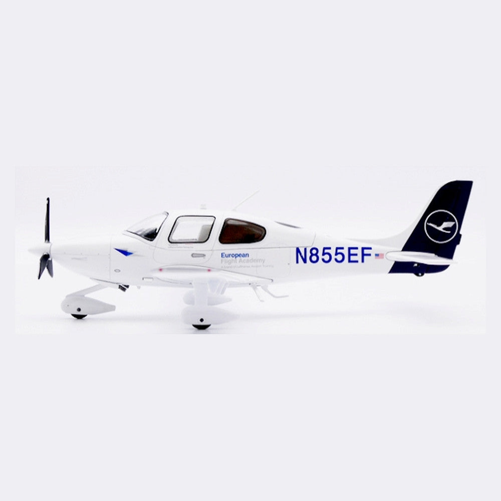 JC Wings 1:72 European Flight Academy (Lufthansa Aviation Training) Cirrus SR20 Reg: N855EF diecast model aircraft — SKU XX172003