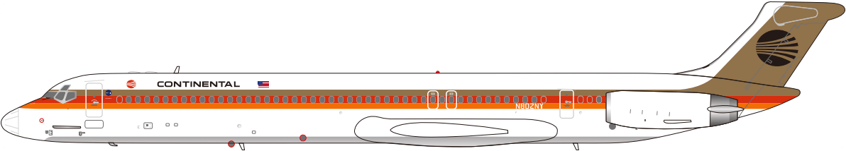 Jet-X Models JX024-2-002 1:200 Continental MD-82 Polished N802NY