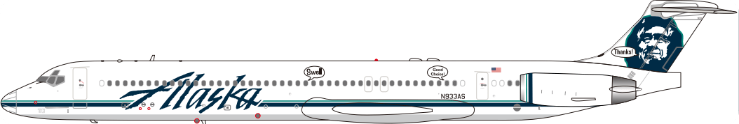 Jet-X Models JX024-2-014 1:200 Alaska MD-83 New Color N933AS