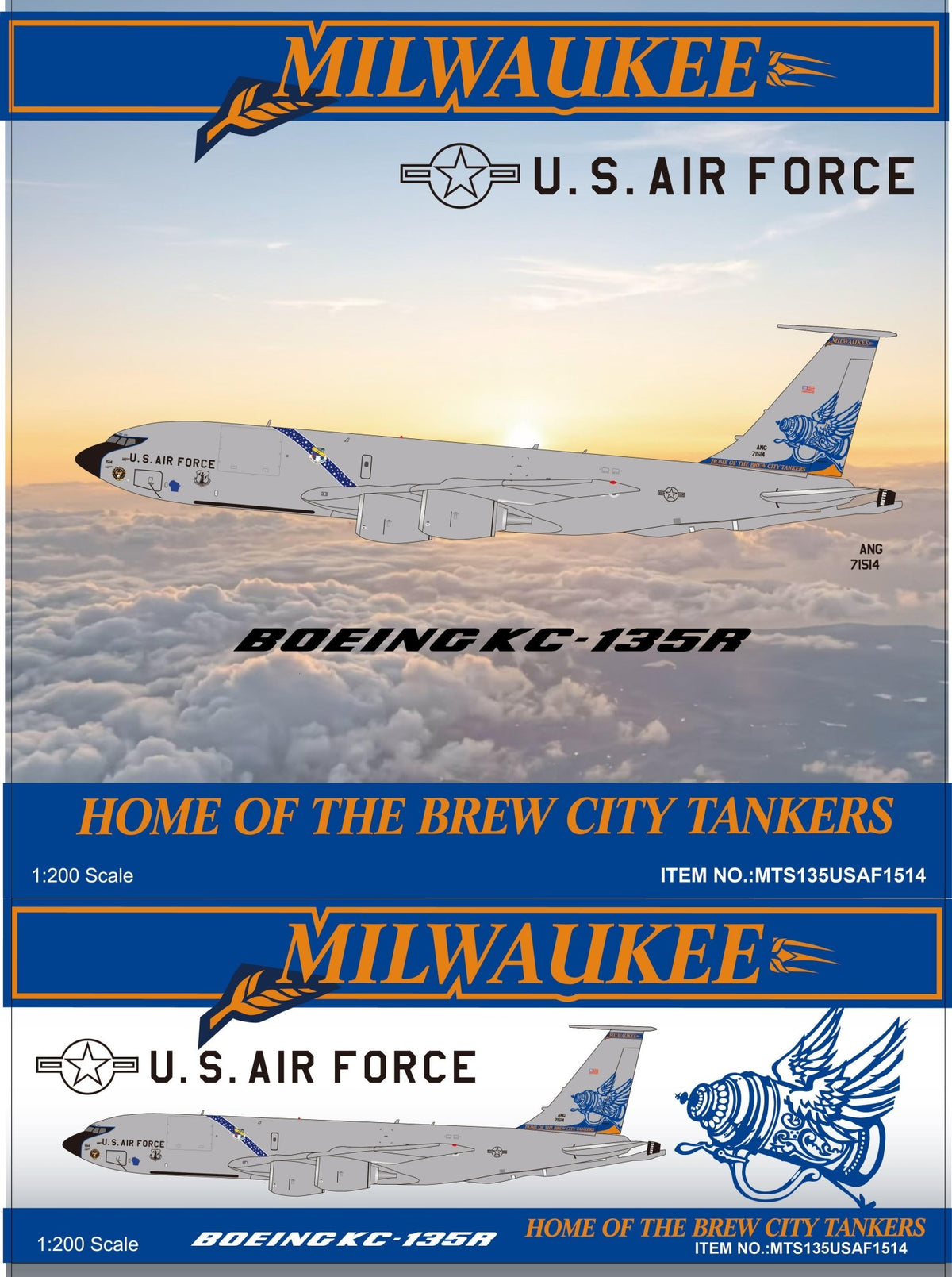 MTS Exclusive MTS135USAF1514 1:200 Boeing KC-135R Stratotanker 57-1514 128th ARW, Wisconsin ANG Signature Edition