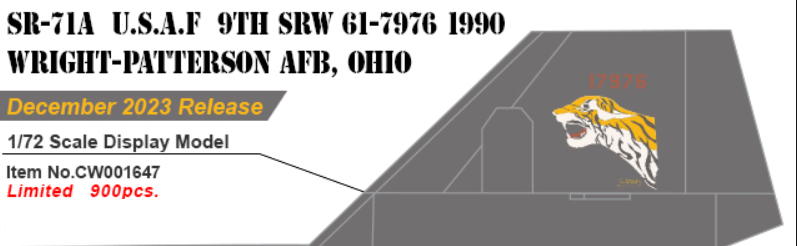 Century Wings CW001647 1:72 USAF SR-71A Blackbird 9th SRW 61-7976 "NMUSAF, Wright-Patterson AFB"