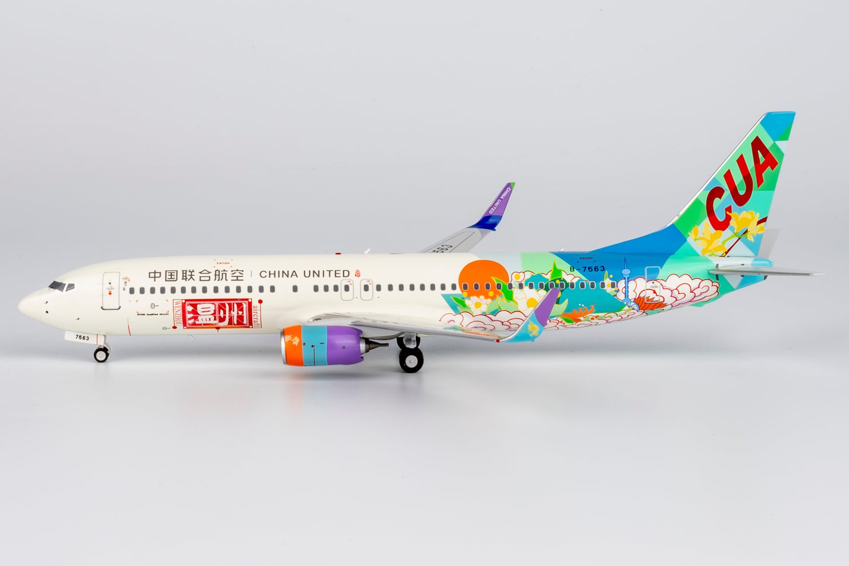 NG Models 08008 1:200 China United Airlines 737 - 800/w B - 7563 (City of Wenzhou)