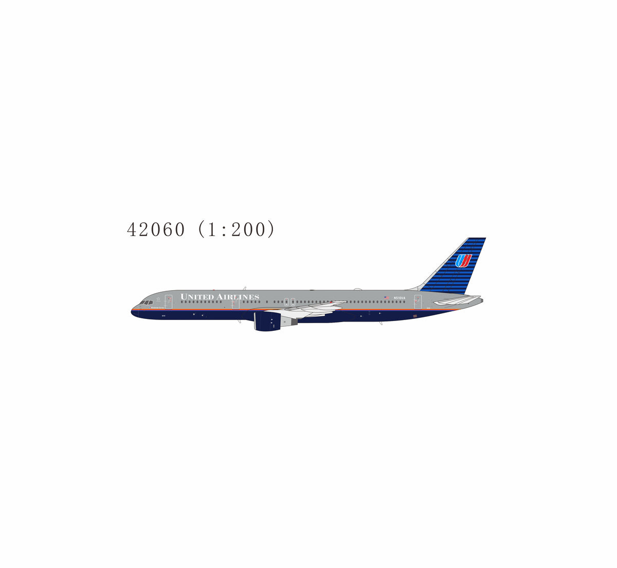 NG Models 1:200 scale PRO United Airlines 757-200 N510UA (blue tulip livery; without winglets; with Oscars trophy decal behin