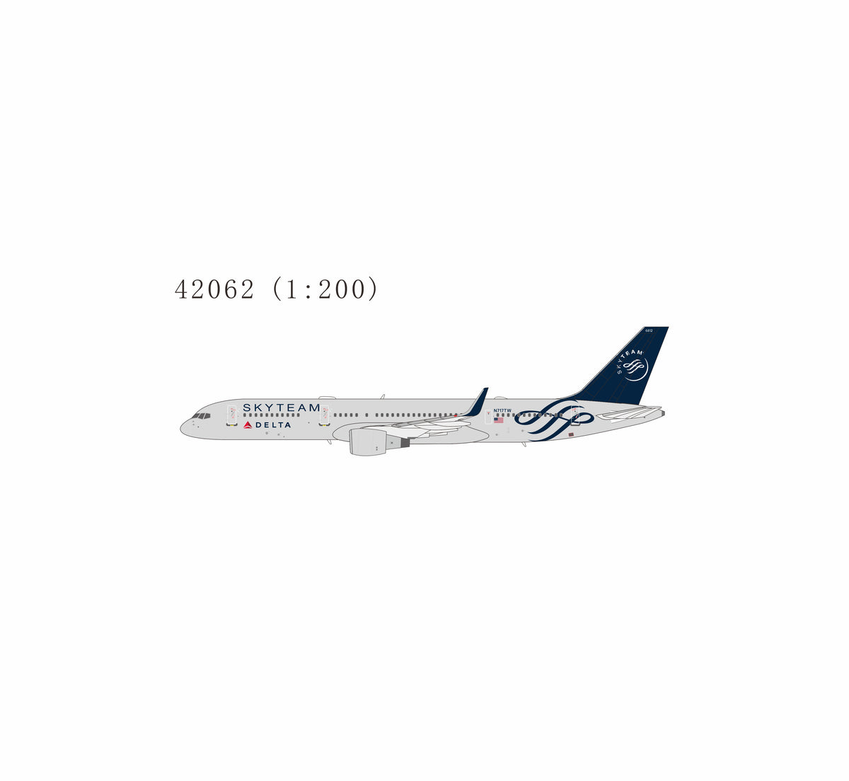 NG Models 1:200 scale PRO Delta Air Lines 757-200/w N717TW (SKYTEAM) diecast model airplane