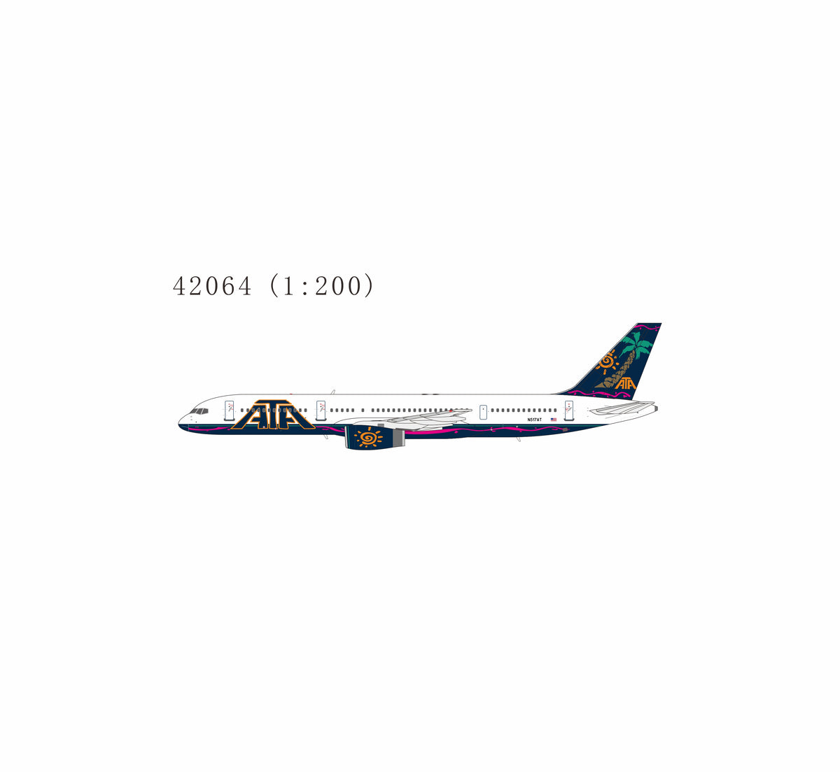 NG Models 1:200 scale PRO American Trans Air - ATA Airlines 757-200 N517AT (holiday livery) diecast model airplane