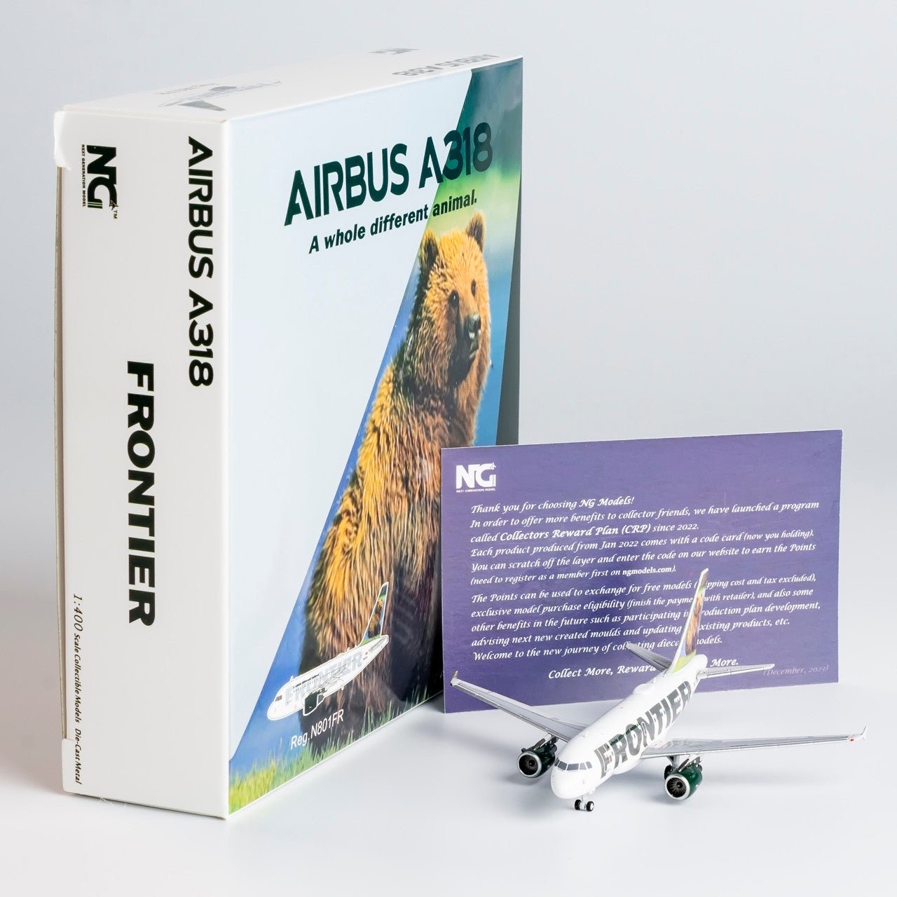 NG Models 48009 1:400 Frontier Airlines A318 - 100 N801FR (Grizzly Bear)