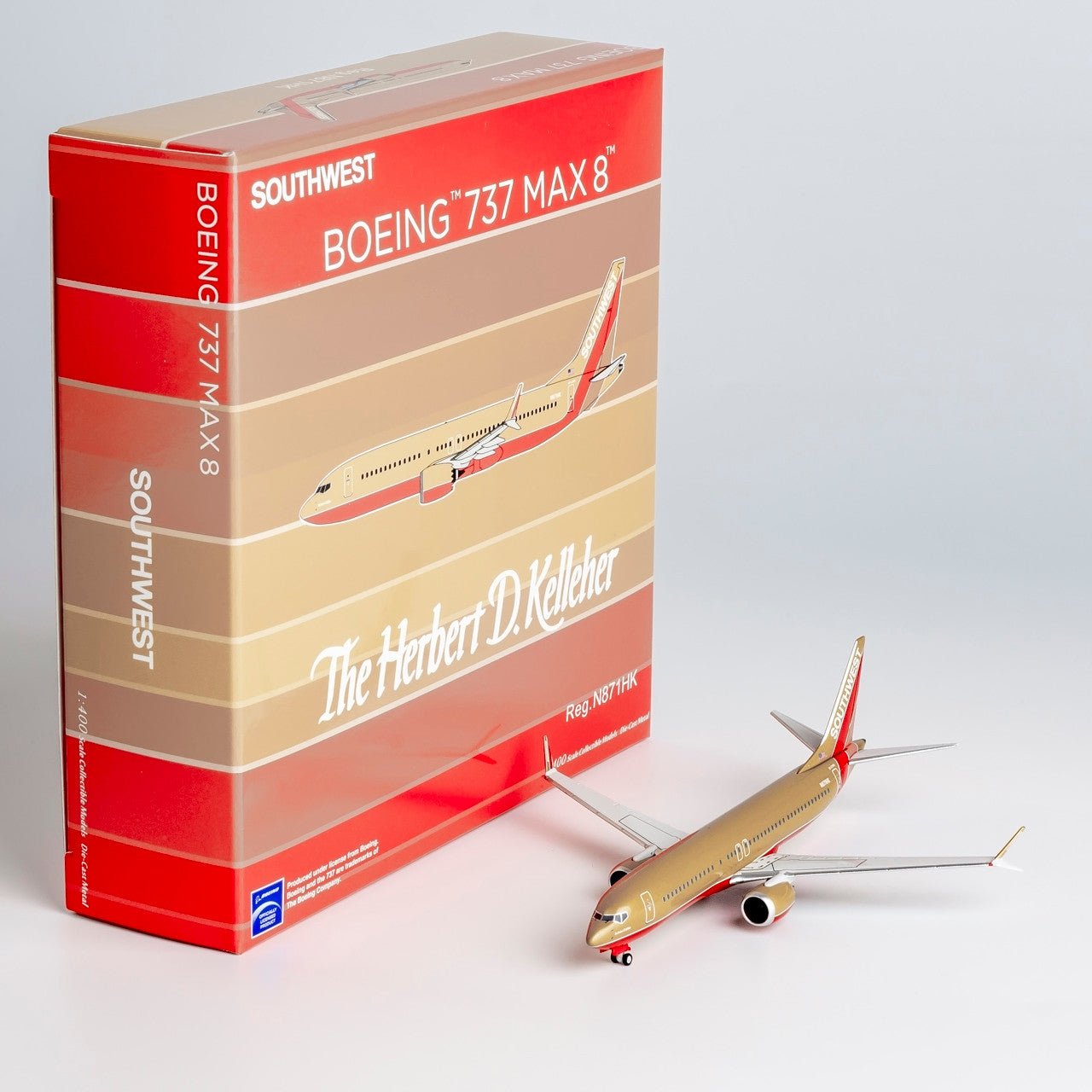 NG Models SWA002 1:400 Southwest Airlines 737 MAX 8 N871HK (Desert Gold Retro)
