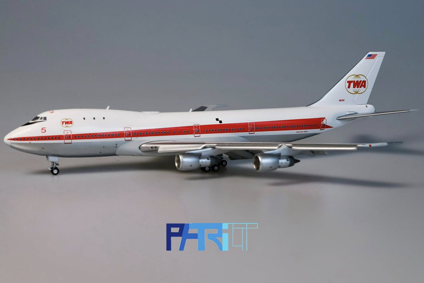 Patriot Model PT - 400 - 021FD 1:400 TWA Boeing 747 - 131 Prototype 5 N93101 Flaps Down Edition