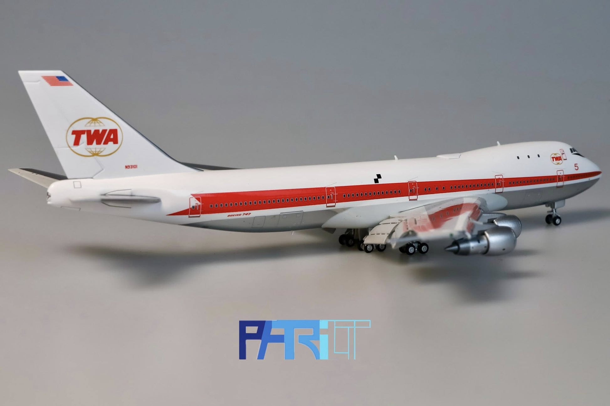 Patriot Model PT - 400 - 021FD 1:400 TWA Boeing 747 - 131 Prototype 5 N93101 Flaps Down Edition