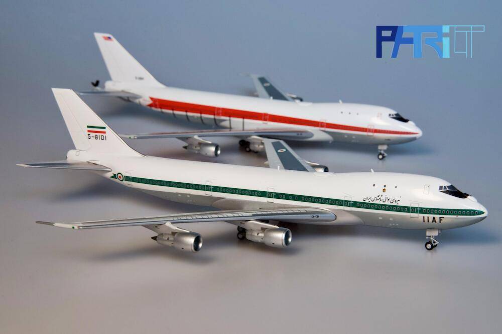 Patriot Models PT - 400 - 016FD, PT - 400 - 017FD 1:400 Imperial Iranian AF Boeing 747 - 131 5 - 284, 5 - 8101 2 Plane Set W/Flaps