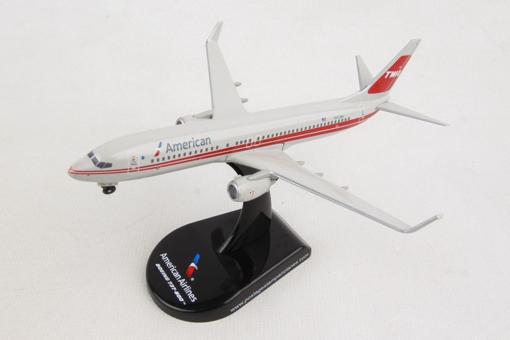 Postage Stamp PS5815 - 6 1:300 American 737 - 800 TWA Vintage Livery