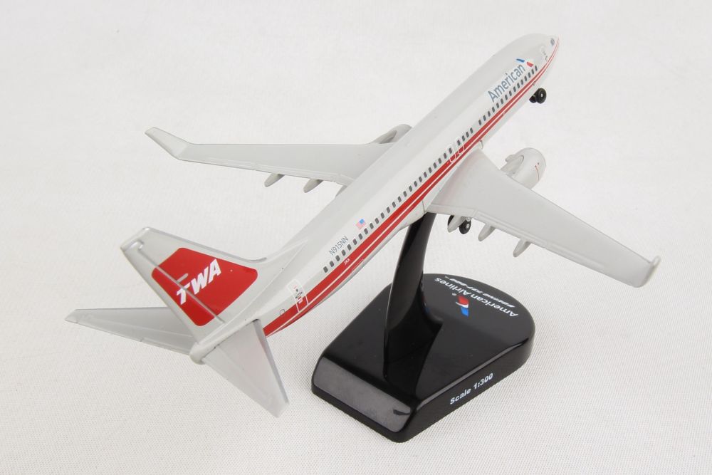 Postage Stamp PS5815 - 6 1:300 American 737 - 800 TWA Vintage Livery