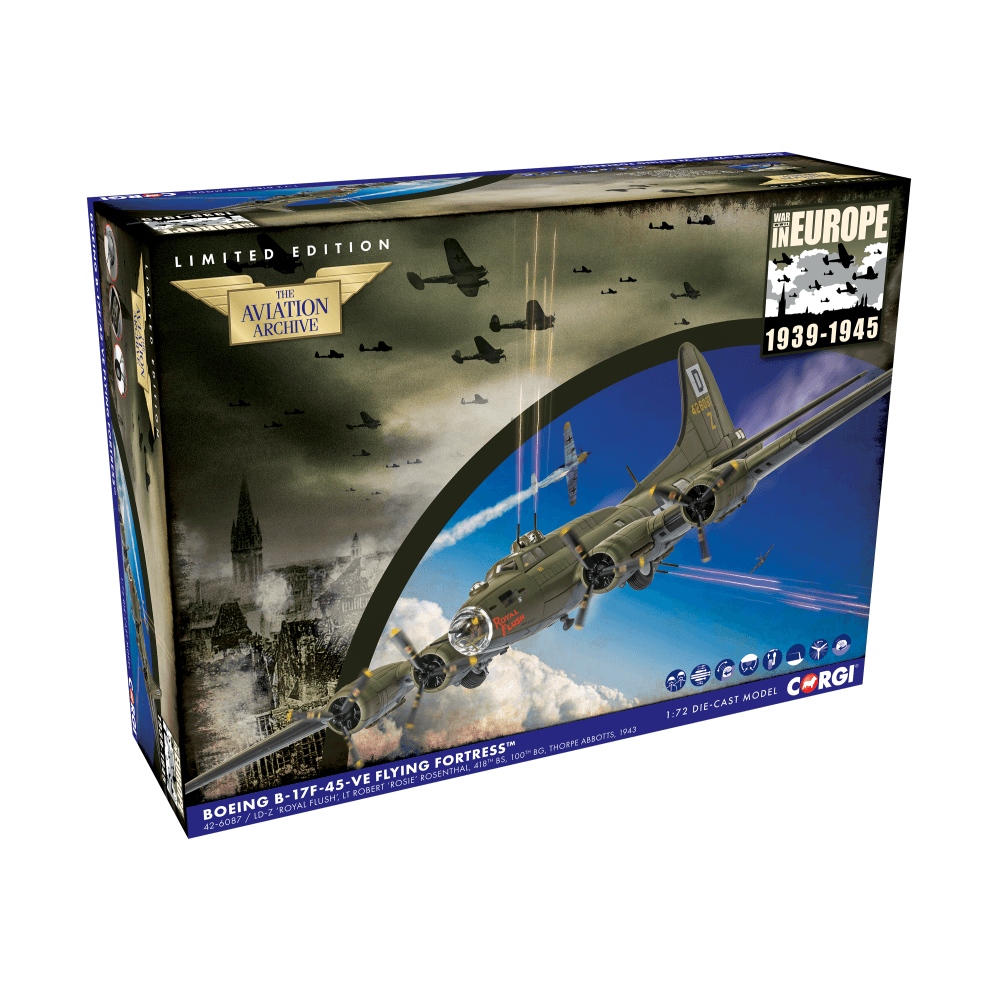 Pre - Order Corgi AA33322 1:72 B - 17F Flying Fortress 'Royal Flush' 8th Air Force 100th Bomb Group, Lt Robert "Rosie" Rosenthal