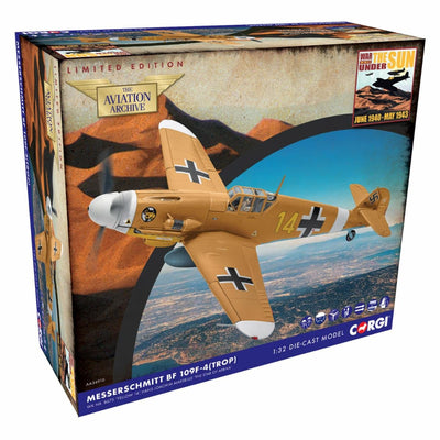 Pre - Order Corgi AA34910 1:32 Messerschmitt Bf 109F - 4 (Trop), Hans Joachim Marseille, 1942
