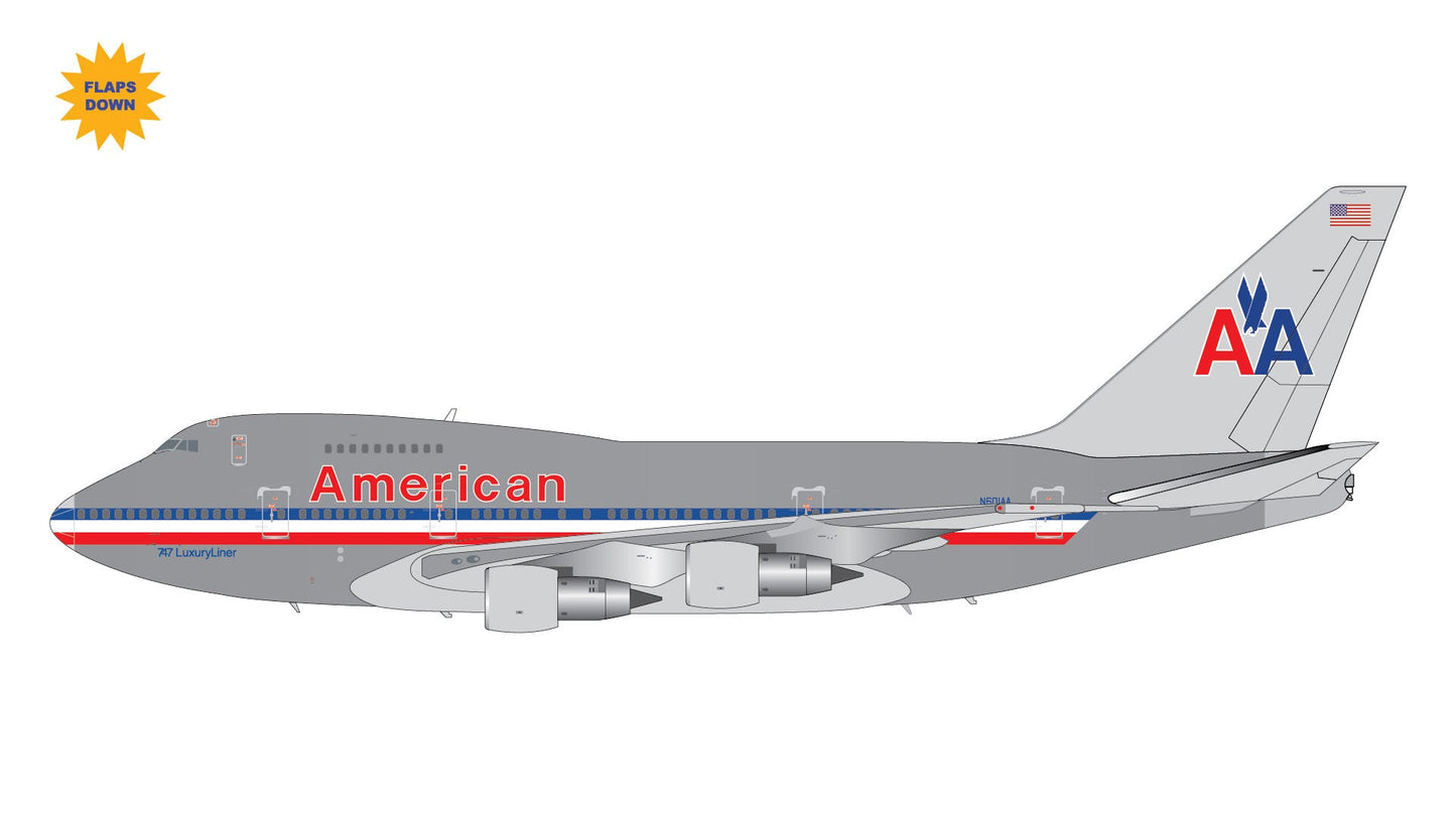Pre - Order Gemini Jets G2AAL1158F 1:200 American Airlines Boeing 747SP "Flaps Down" "747 LuxuryLiner" "Polished" N601AA