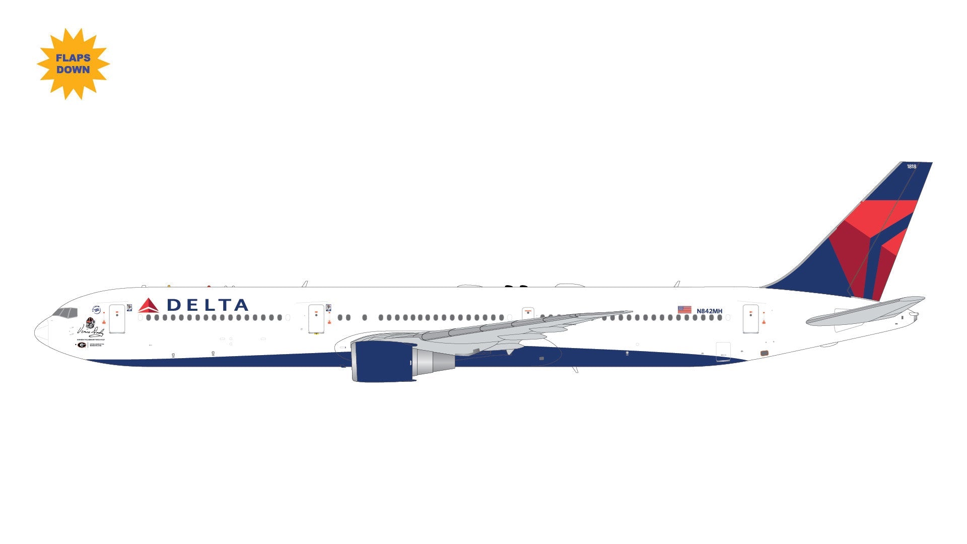 Pre - Order Gemini Jets G2DAL1444F 1:200 Delta Air Lines B767 - 400ER N842MH "Vince Dooley" "Flaps Down"