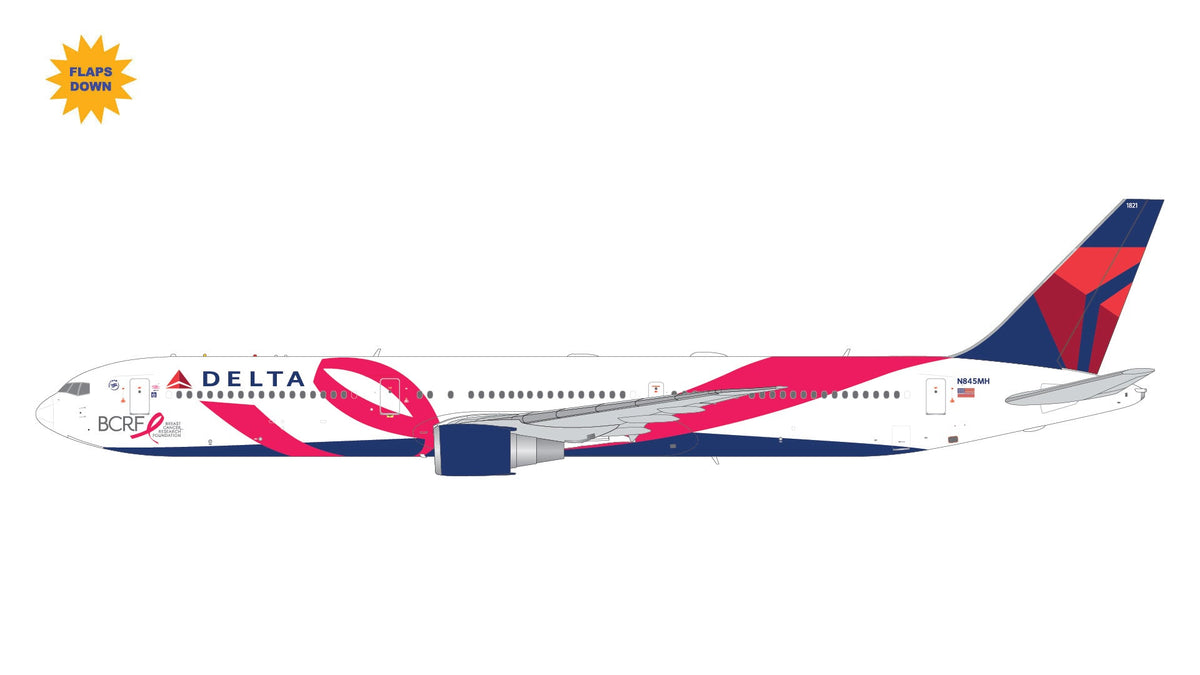 Pre-Order Gemini Jets G2DAL1446F 1:200 Delta Air Lines B767-400ER N845MH "BCRF" red ribbon w/ flaps down