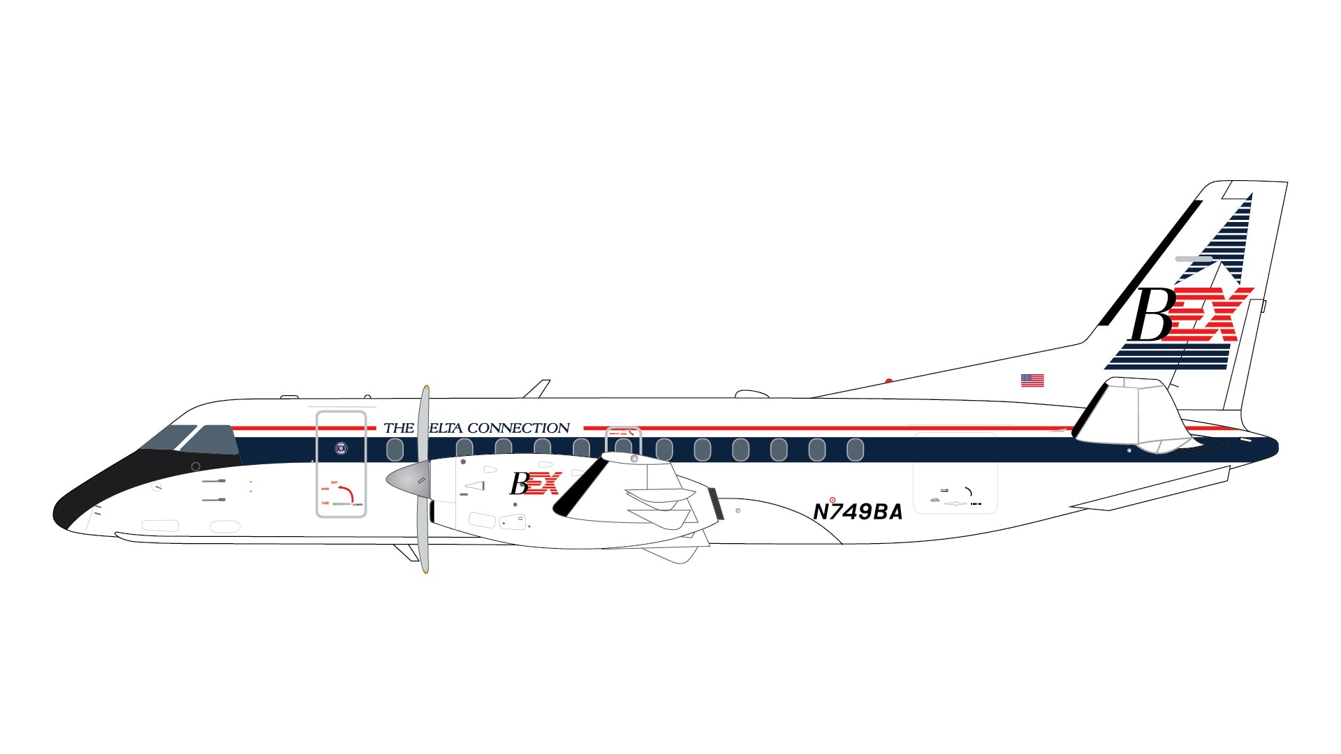 Gemini Jets G2GAA1345 1:200 Business Express Airlines Saab 340A