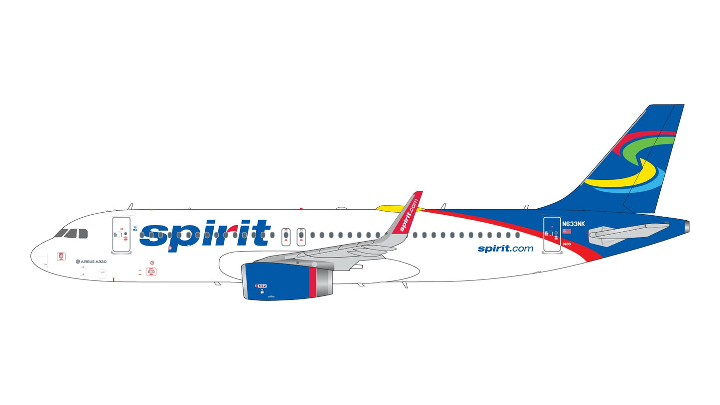 Pre - Order Gemini Jets G2NKS1338 1:200 Spirit Airlines A320 - 200 N633NK (blue - and - white “Skittles” livery)