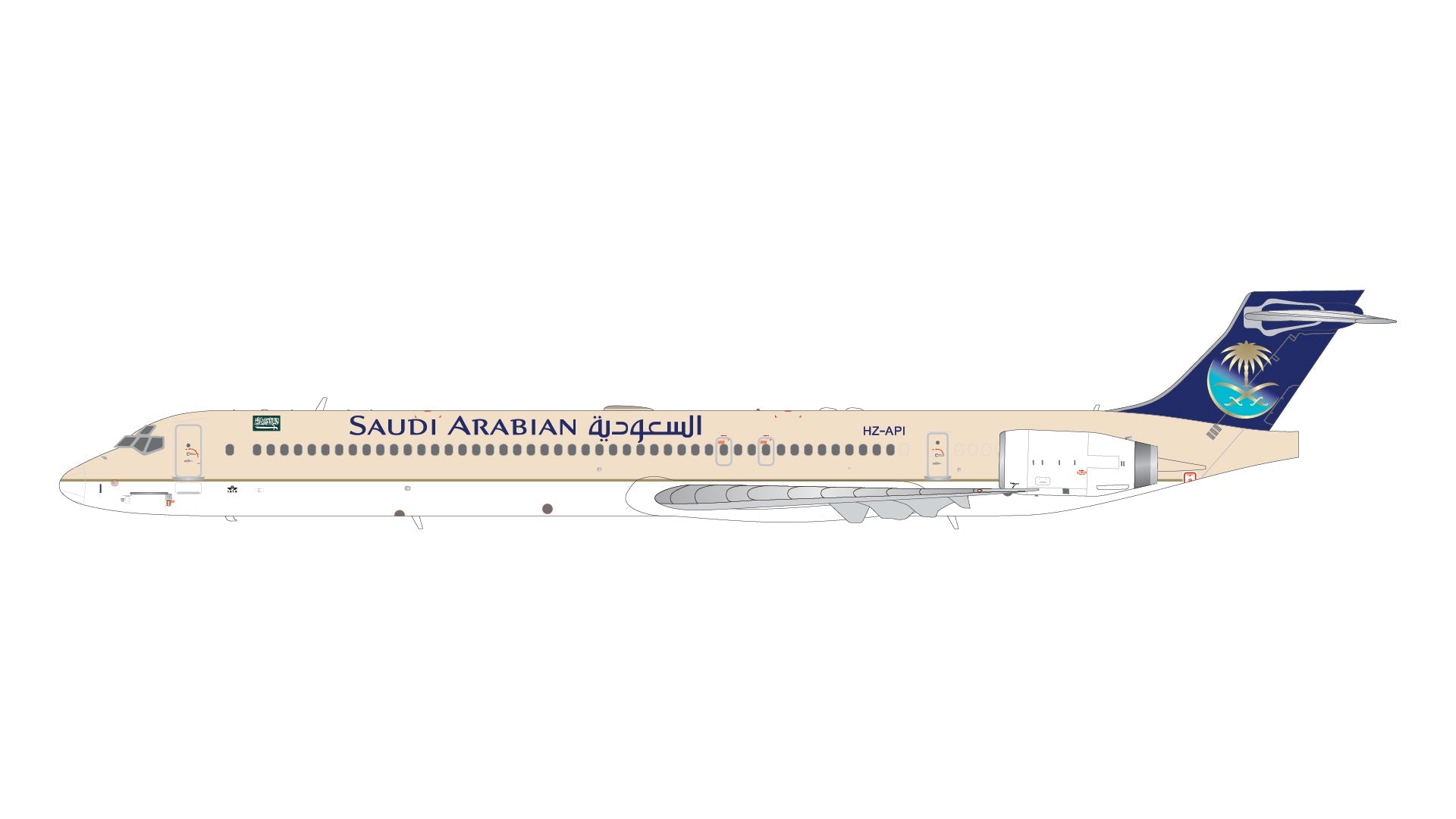 Pre - Order Gemini Jets G2SVA1333 1:200 Saudi Arabian Airlines MD - 90 HZ - API (upgraded stand)